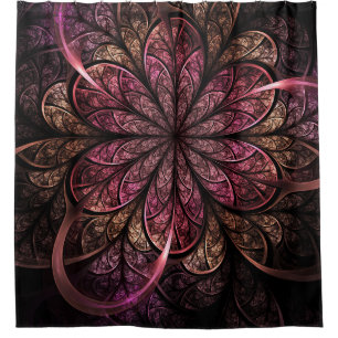 Fractal Bloom: Pink and Gold Fusion Shower Curtain