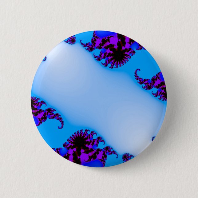 Fractal blue 6 cm round badge (Front)