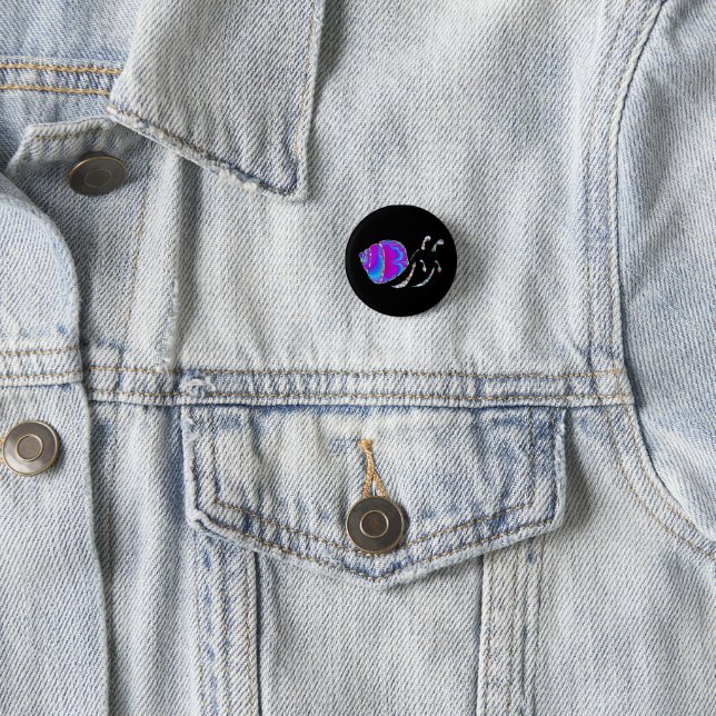 Fractal Blue and Purple Snail Shell 3 Cm Round Badge (In Situ)
