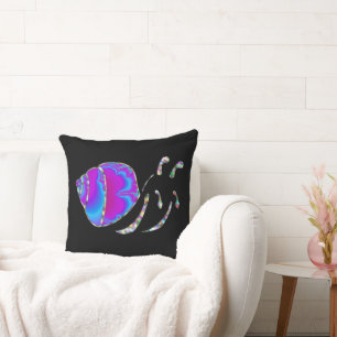 Fractal Blue and Purple Snail Shell Cushion