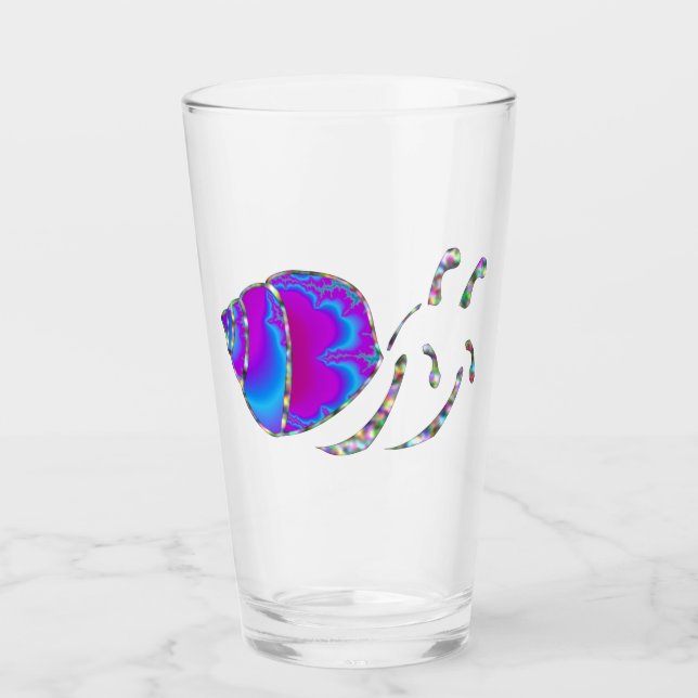 Fractal Blue and Purple Snail Shell Glass (Front)