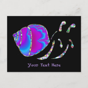 Fractal Blue and Purple Snail Shell Postcard