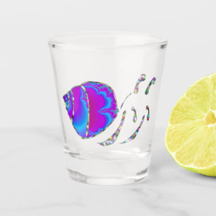 Fractal Blue and Purple Snail Shell Shot Glass