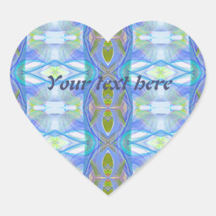 fractal blue ethnic pattern. heart sticker