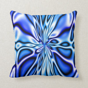 Fractal Blue Floral Bloom Mojo Pillow
