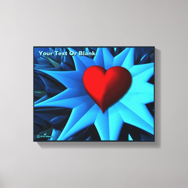 Fractal Blue Heart Flower Canvas Print (Front)