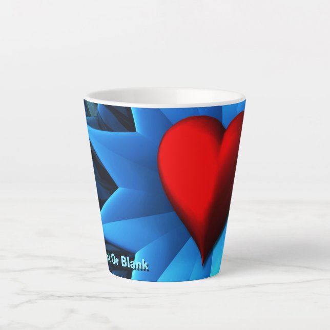 Fractal Blue Heart Flower Latte Mug (Front)