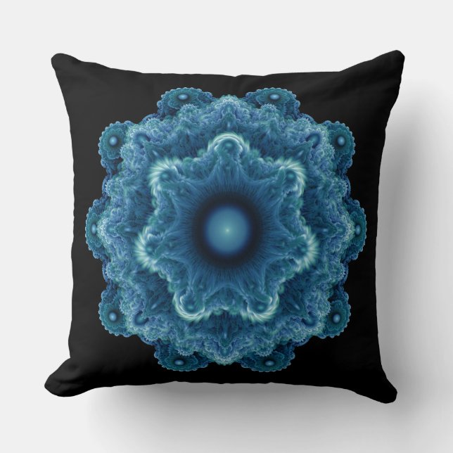 Fractal blue natural pattern cushion (Front)