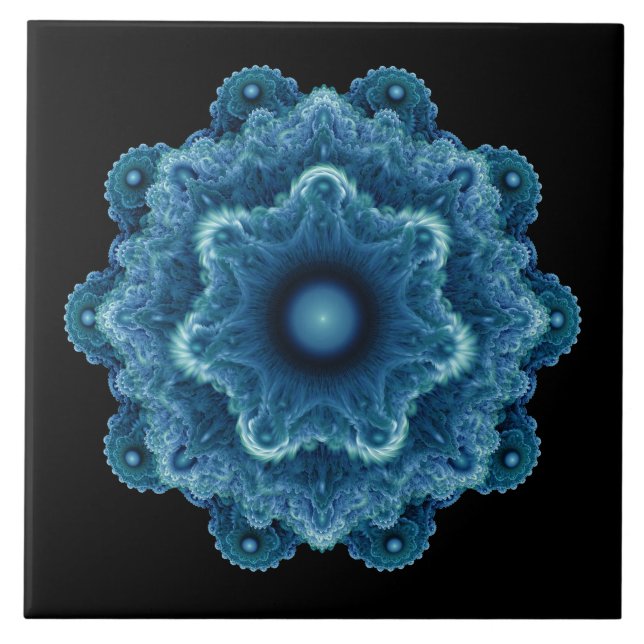 Fractal blue natural pattern tile (Front)
