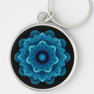 Fractal blue ornament key ring