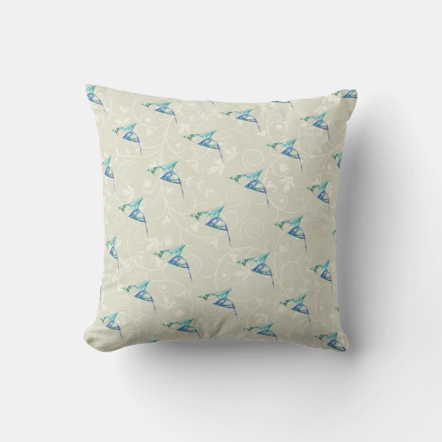 Fractal - Bluebird in Flight Cushion (Front)