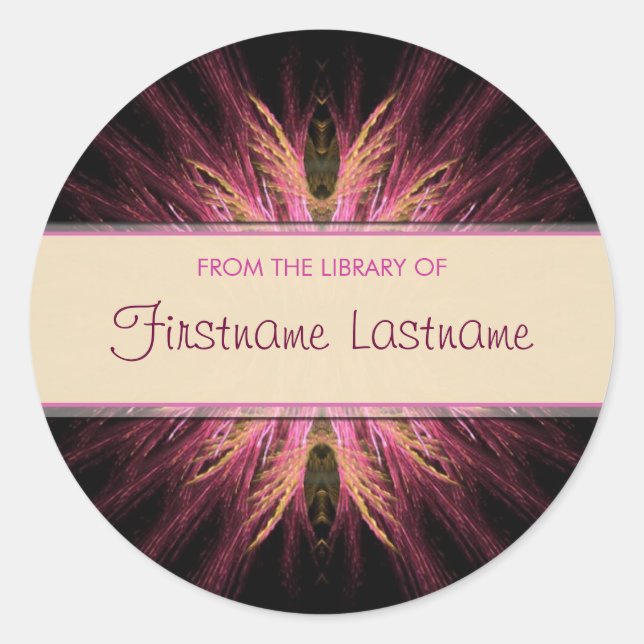 Fractal Bookplate : Pink & Orange Sticker (Front)