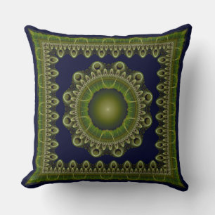 Fractal bright framed mandala cushion