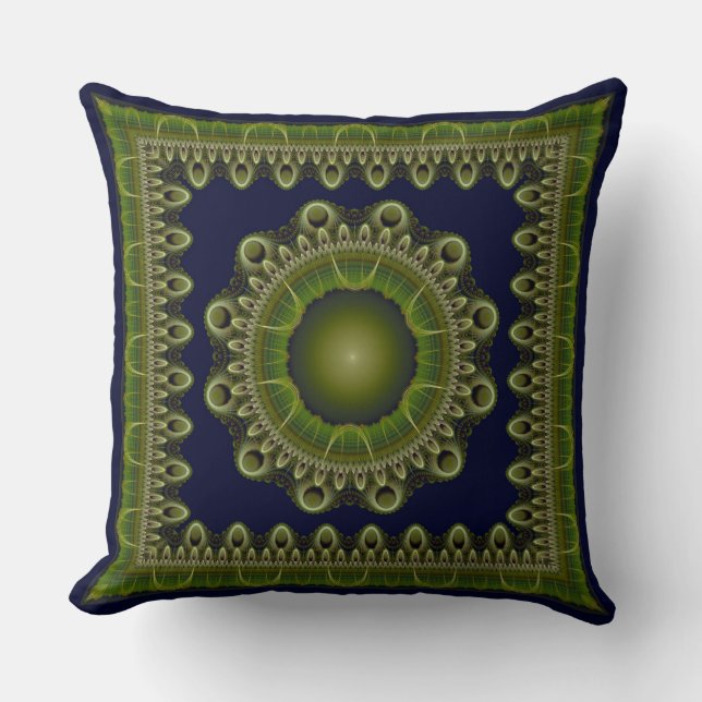 Fractal bright framed mandala cushion (Front)