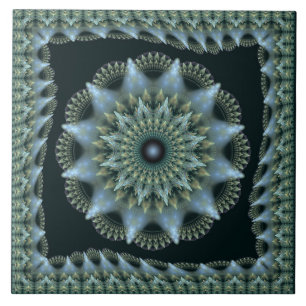 Fractal brilliant star framed ornament tile