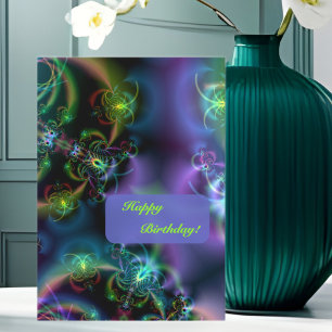 Fractal Butterflies Happy Birthday Card