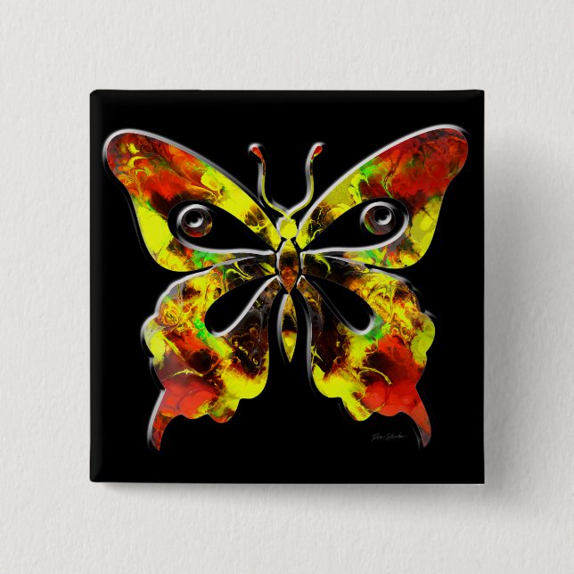 Fractal Butterfly Art 1 Button (Front)