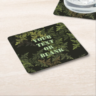 Fractal Camouflage Square Paper Coaster