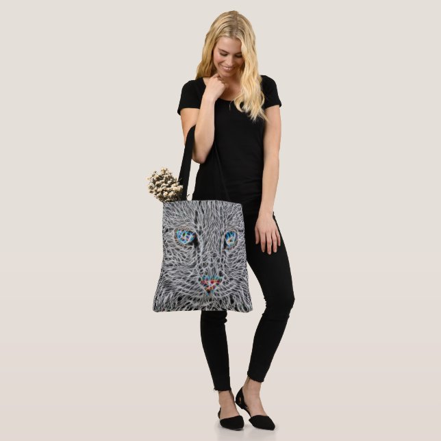 Fractal Cat All-Over-Print Tote Bag (On Model)