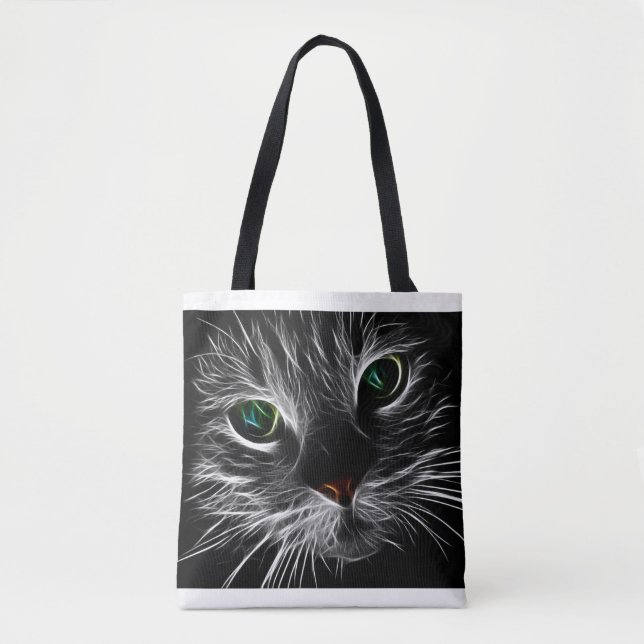 Fractal Cat Face Tote (Front)