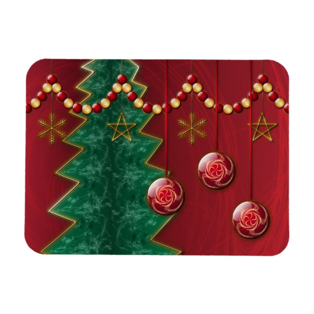 Fractal Celebration Christmas Flexible Magnet (Horizontal)