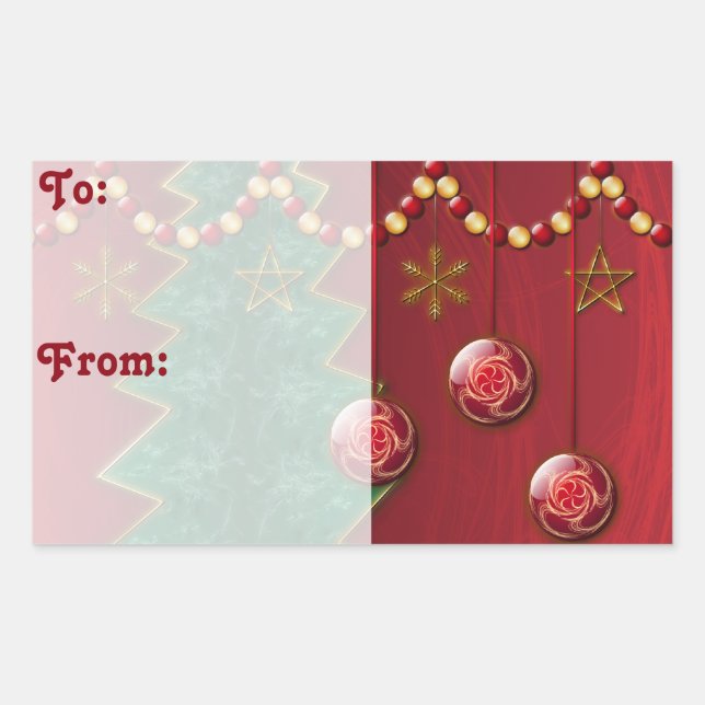Fractal Celebration Christmas Gift Tag Stickers (Front)