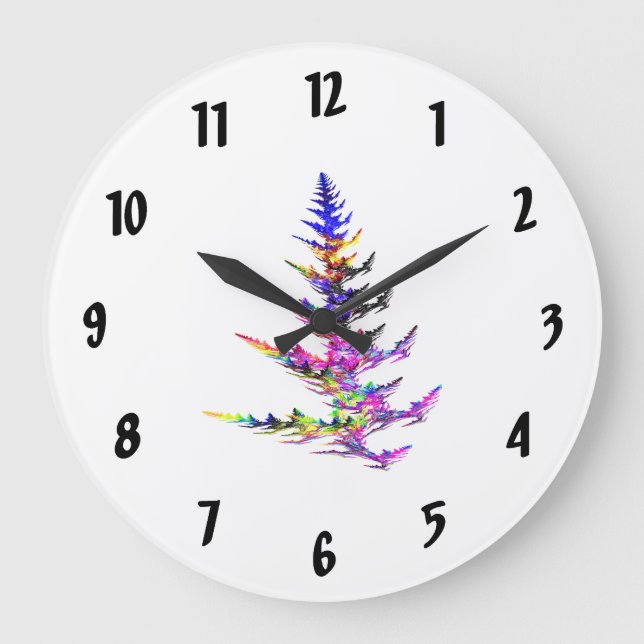 Fractal - Colorful Christmas Tree Large Clock (Front)