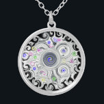 Fractal Colour Play Silver Plated Necklace<br><div class="desc">A beautiful fractal art colour play design.</div>