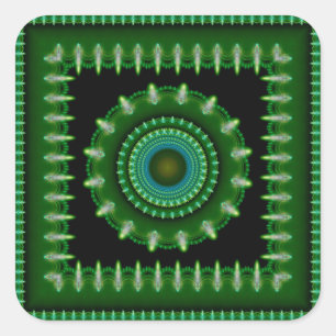 Fractal colourful radiating ornament square sticker