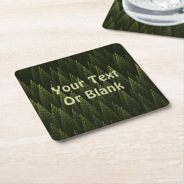 Fractal Conifer Forest Square Paper Coaster (Angled)