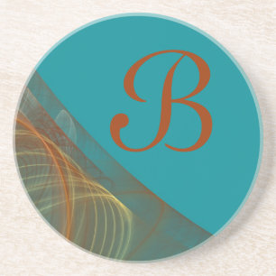 Fractal Corner Series-8 Teal Org coaster--1 of Coaster