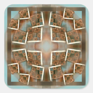 Fractal Corners Pattern Square Sticker