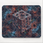 Fractal Cube With Mandelbrot Cutout Mouse Pad<br><div class="desc">Fractal Cube With Mandelbrot Cutout - Mouse Pad
Includes A Chaotic Fractal Background Mandelbulber Style</div>
