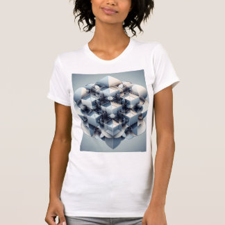 Fractal Cubes Mandala — Sacred Geometry in Icy Blu T-Shirt
