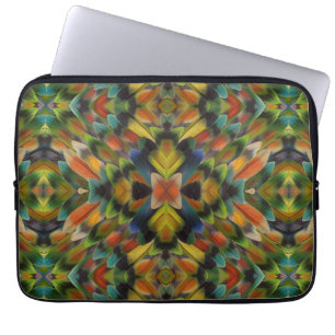 Fractal Design Of Lovebird Feathers Laptop Sleeve
