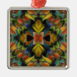 Fractal Design Of Lovebird Feathers Metal Tree Decoration