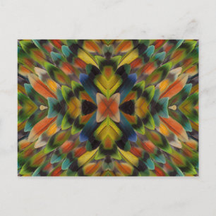 Fractal Design Of Lovebird Feathers Postcard