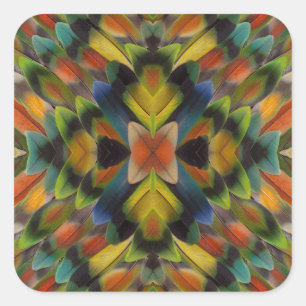 Fractal Design Of Lovebird Feathers Square Sticker