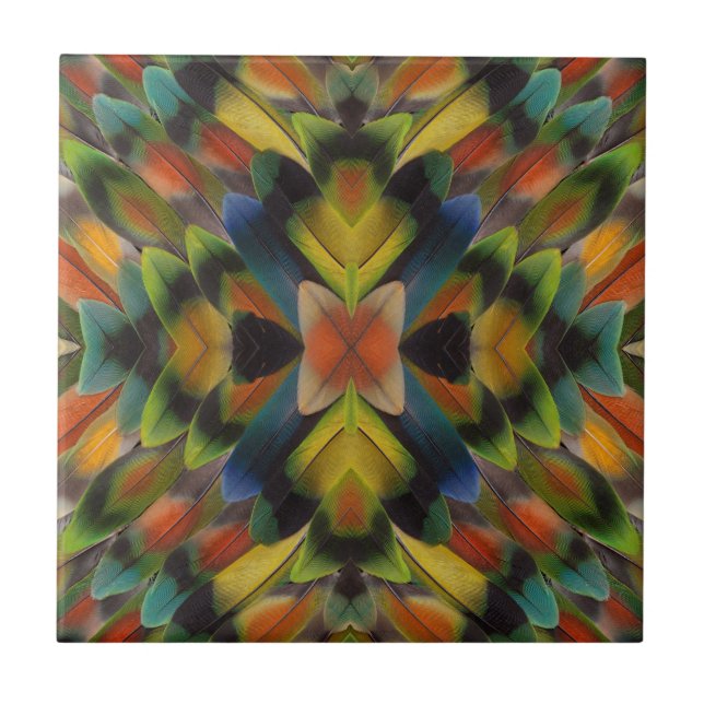 Fractal Design Of Lovebird Feathers Tile (Front)