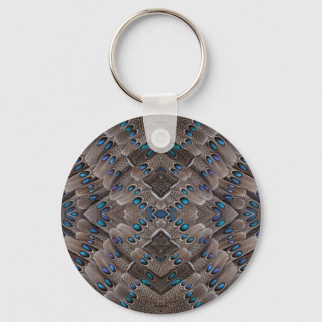 Fractal Design Pheasant Feather Key Ring (Front)