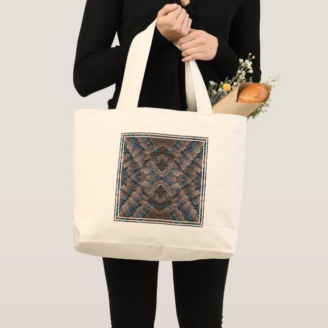 Fractal Design Pheasant Feather Large Tote Bag (Front (Product))