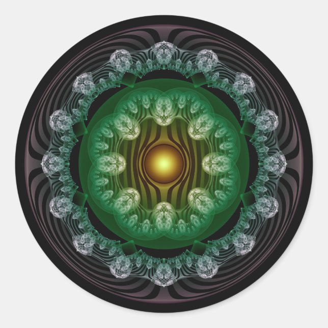 Fractal elegant ornament classic round sticker (Front)