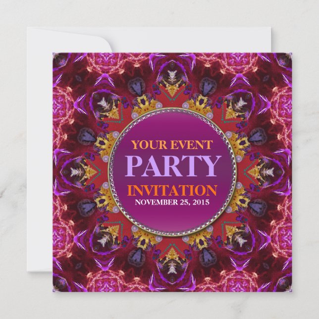 Fractal Embroidery mandala Party Invitation (Front)