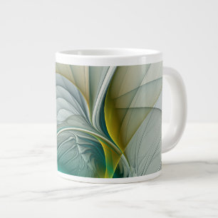 Fractal Evolution, Golden Turquoise Abstract Art Large Coffee Mug