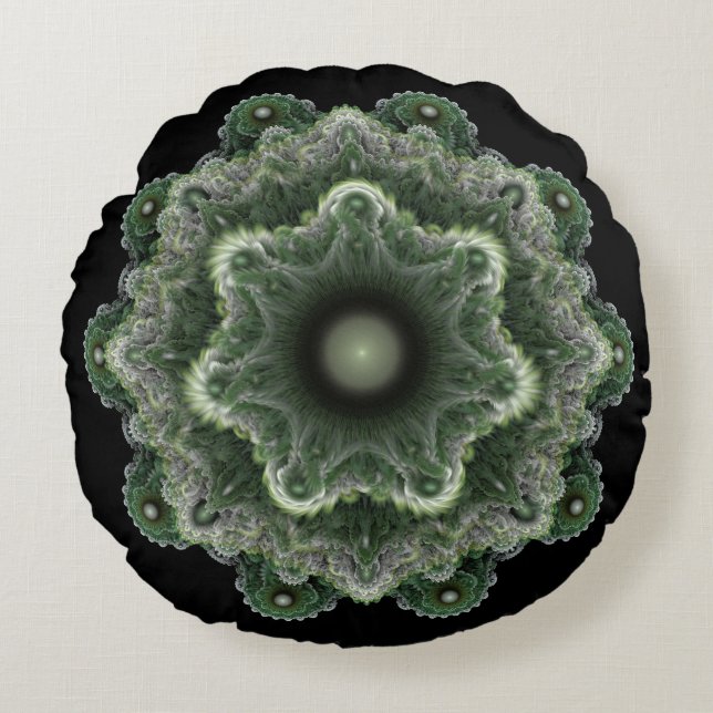 Fractal fancy ornament round cushion (Front)