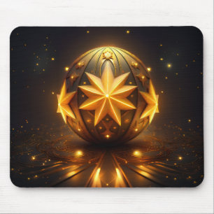 Fractal Fantasy Bronze Sphere Gold Stars  Mouse Pad