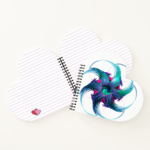 Fractal Fantasy Swirls Heart Shaped Notebook