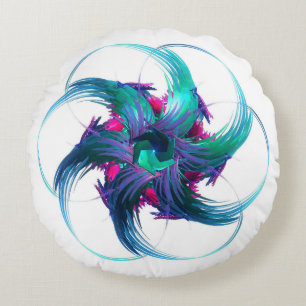Fractal Fantasy Swirls Round Pillow