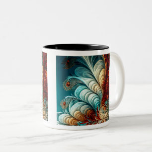 Fractal Feathers Two-Tone Mug, 11 oz Coffee Mug