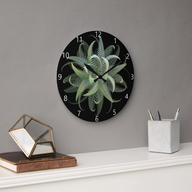 Fractal Fern Bloom  Large Clock (Office)
